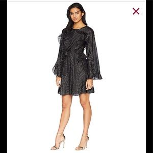 BCBGMAXAZRIA RUFFLED FIT & FLARE DRESS